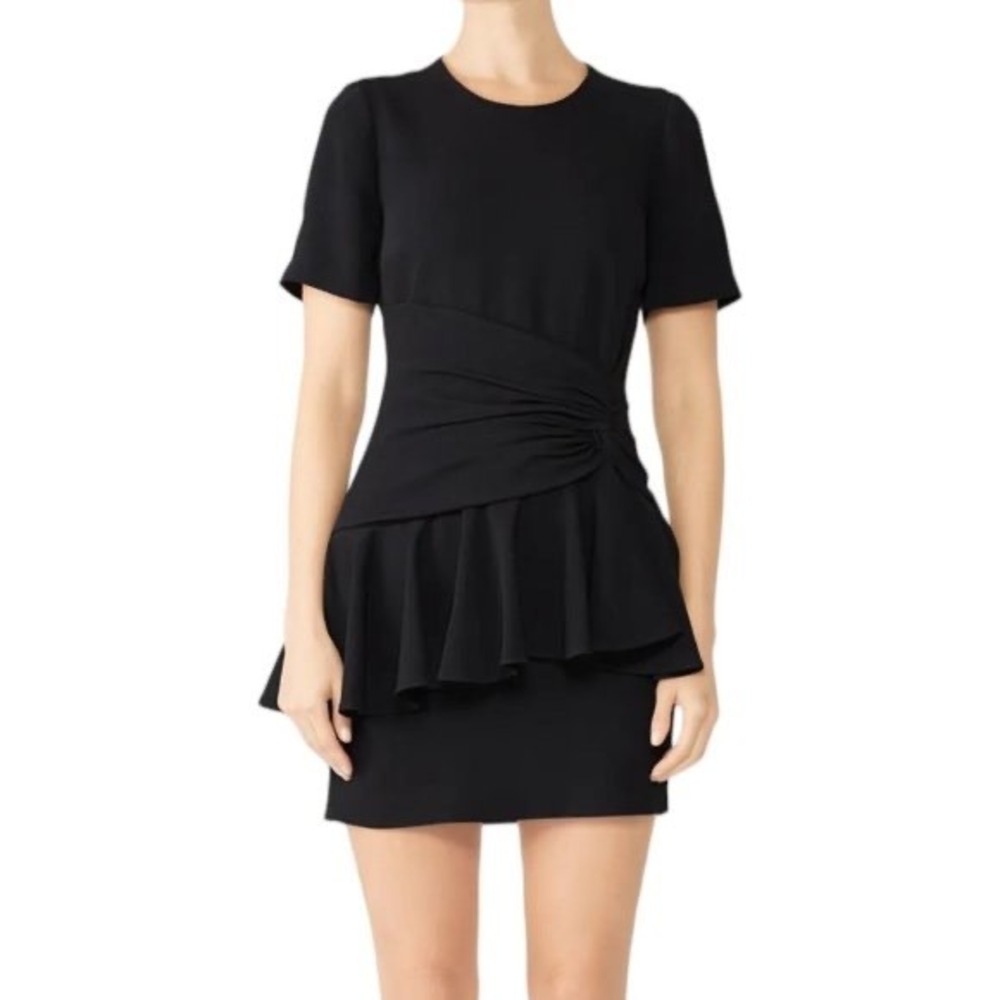 Cinq à‎ Sept Fontaine Crepe Peplum Mini Dress - Black - Size 10